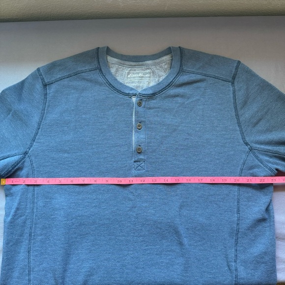 Eddie Bauer shirt mens TXL cotton blend long sleeve half button down blue - Picture 7 of 7